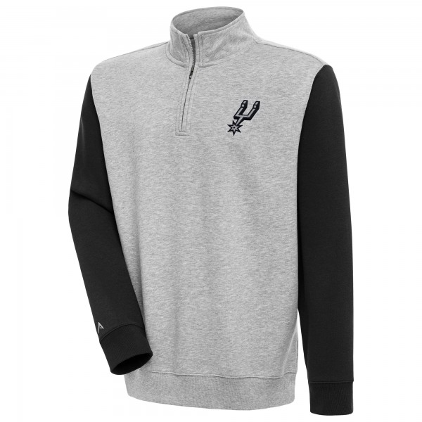 Кофта на короткой молнии San Antonio Spurs Antigua Victory Colorblock - Heather Gray/Black