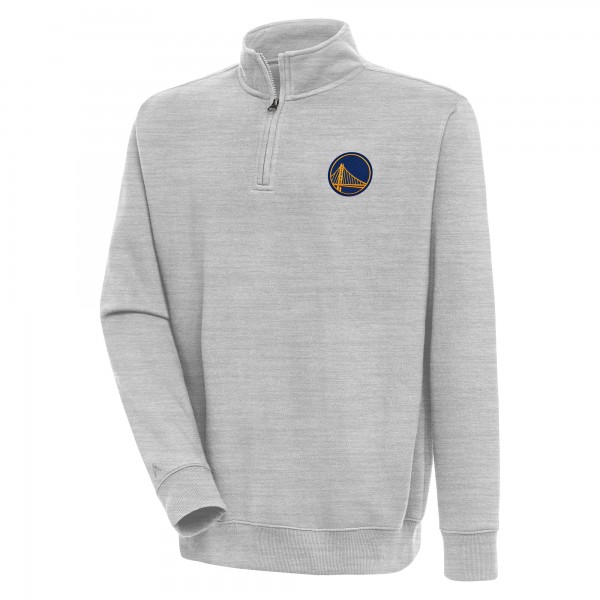 Golden State Warriors Antigua Heather Gray Victory Quarter-Zip Pullover Top