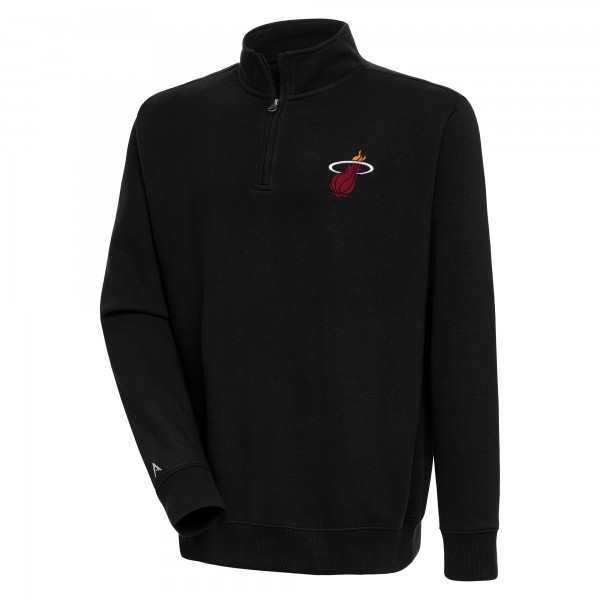 Miami Heat Antigua Black Victory Quarter-Zip Pullover Top