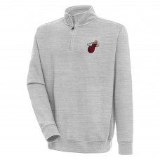 Miami Heat Antigua Heather Gray Victory Quarter-Zip Pullover Top