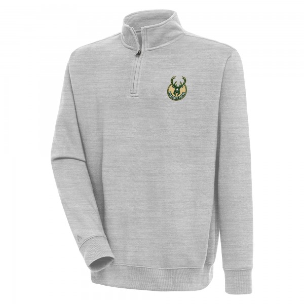 Кофта на короткой молнии Milwaukee Bucks Antigua Victory - Heather Gray