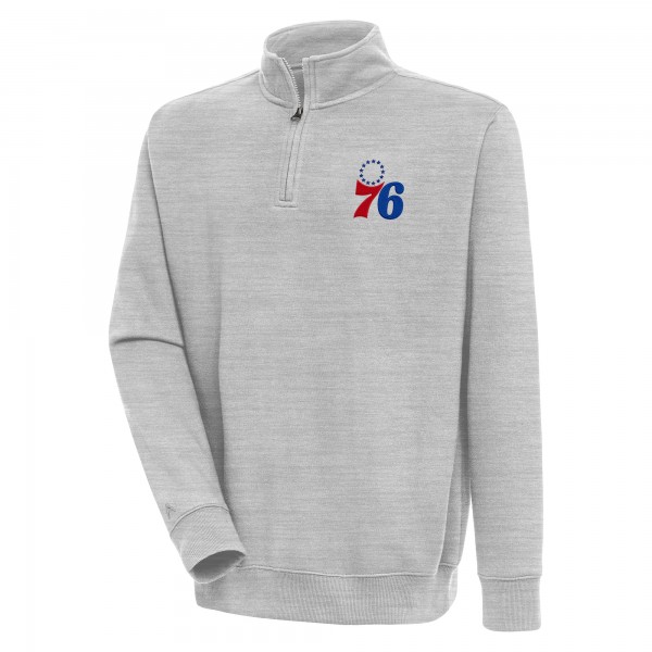Кофта на короткой молнии Philadelphia 76ers Antigua Victory - Heather Gray