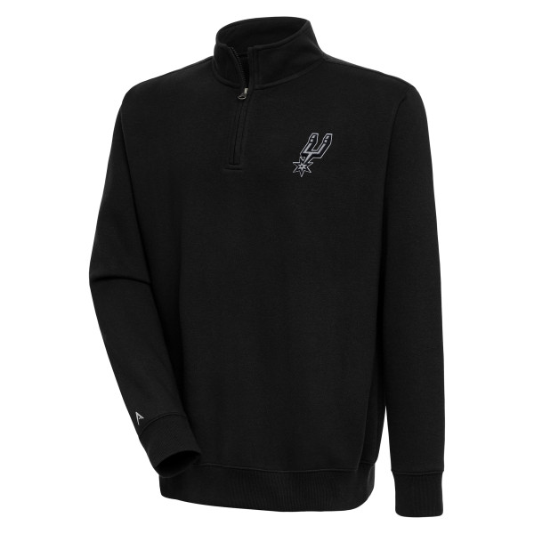 San Antonio Spurs Antigua Black Victory Quarter-Zip Pullover Top