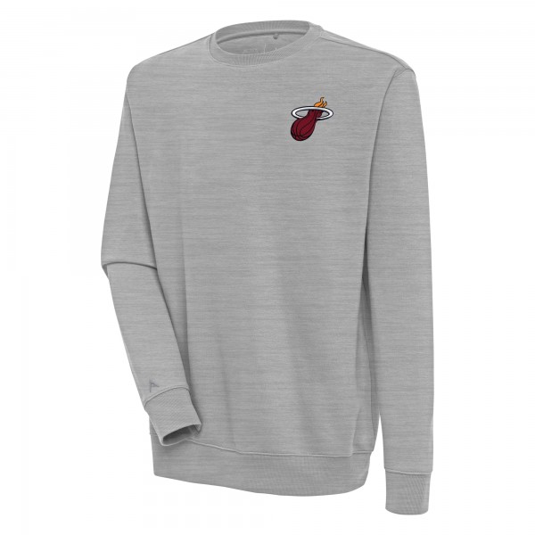 Miami Heat Antigua Heather Gray Victory Pullover Sweatshirt