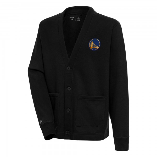 Golden State Warriors Antigua Black Victory Button-Up Cardigan