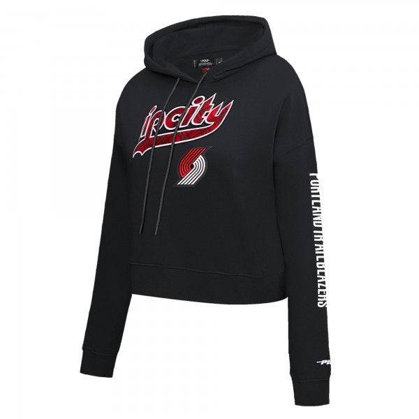 WoPortland Trail Blazers Pro Standard Black 2023/24 City Edition Cropped Pullover Hoodie