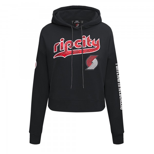 WoPortland Trail Blazers Pro Standard Black 2023/24 City Edition Cropped Pullover Hoodie