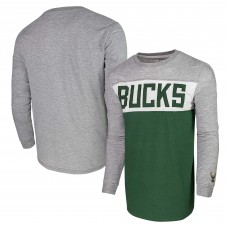 Unisex Milwaukee Bucks Heather Gray Loge Long Sleeve T-Shirt