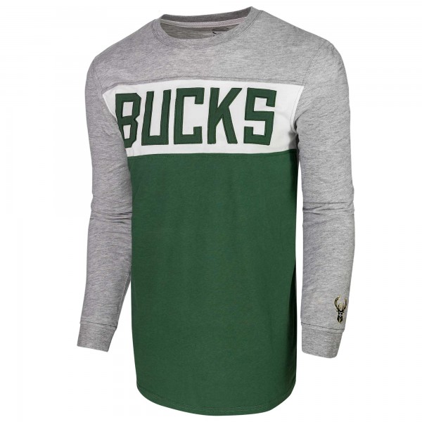 Unisex Milwaukee Bucks Heather Gray Loge Long Sleeve T-Shirt