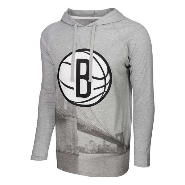 Толстовка Футболка Brooklyn Nets Stadium Essentials Atrium Raglan Long Sleeve - Heather Gray