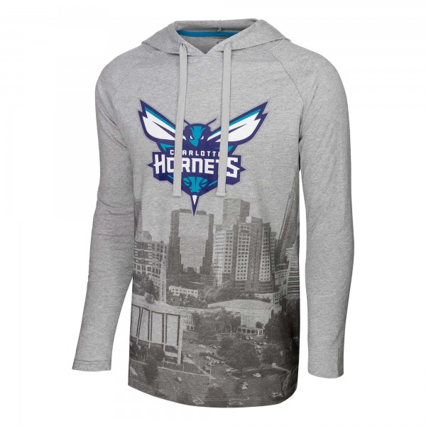 Футболка Charlotte Hornets Stadium Essentials Atrium Raglan Long Sleeve Hoodie - Heather Gray