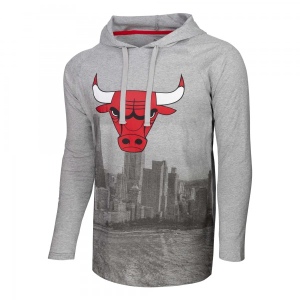 Футболка с длинны рукавом с капюшоном Chicago Bulls Stadium Essentials Atrium Raglan - Heather Gray