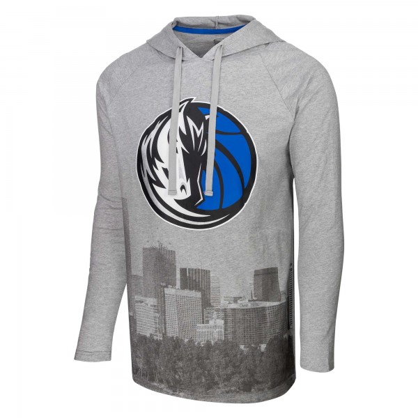 Футболка с длинным рукавом с капюшоном Dallas Mavericks Stadium Essentials Atrium Raglan - Heather Gray