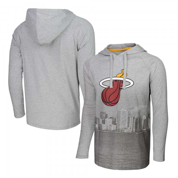 Футболка с длинным рукавом с капюшоном Miami Heat Stadium Essentials Atrium Raglan - Heather Gray