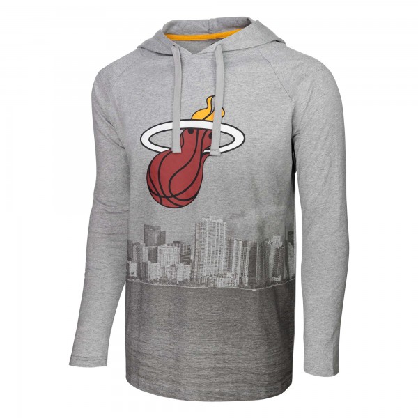 Футболка с длинным рукавом с капюшоном Miami Heat Stadium Essentials Atrium Raglan - Heather Gray