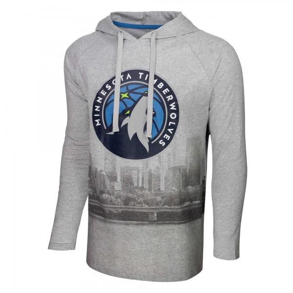 Футболка с длинным рукавом с капюшоном Minnesota Timberwolves Stadium Essentials Atrium Raglan - Heather Gray