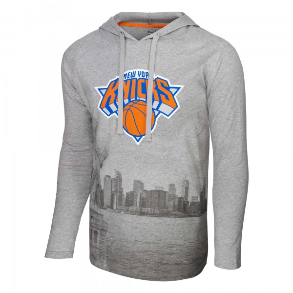 Футболка New York Knicks Stadium Essentials Atrium Raglan Long Sleeve Hoodie - Heather Gray