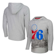 Футболка Philadelphia 76ers Stadium Essentials Heather Gray Atrium Raglan Long Sleeve Hoodie