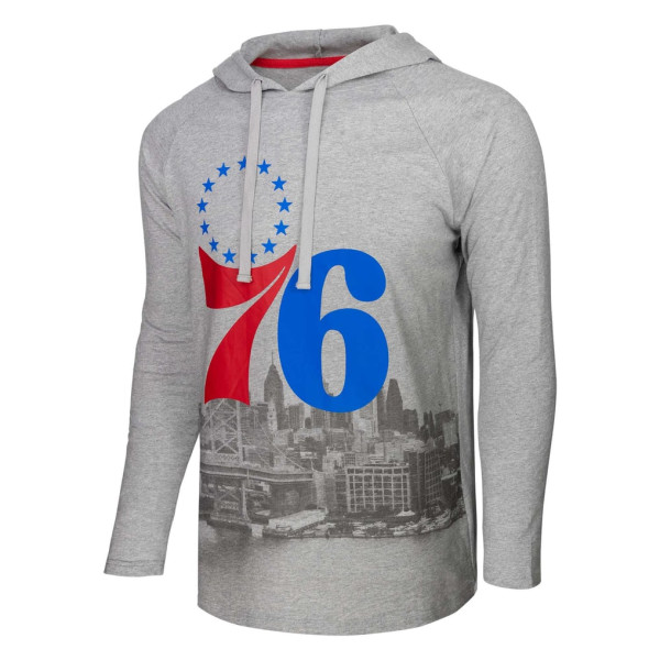 Футболка Philadelphia 76ers Stadium Essentials Heather Gray Atrium Raglan Long Sleeve Hoodie