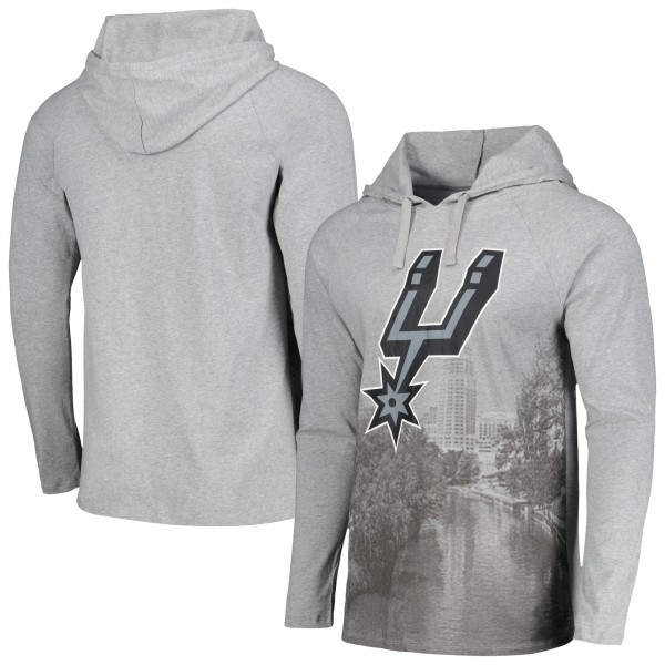 Футболка с длинным рукавом с капюшоном San Antonio Spurs Stadium Essentials Atrium Raglan - Heather Gray