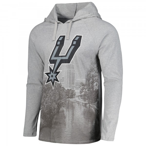 Футболка с длинным рукавом с капюшоном San Antonio Spurs Stadium Essentials Atrium Raglan - Heather Gray