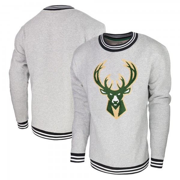 Milwaukee Bucks Stadium Essentials Heather Gray Club Level Pullover Sweatshirt