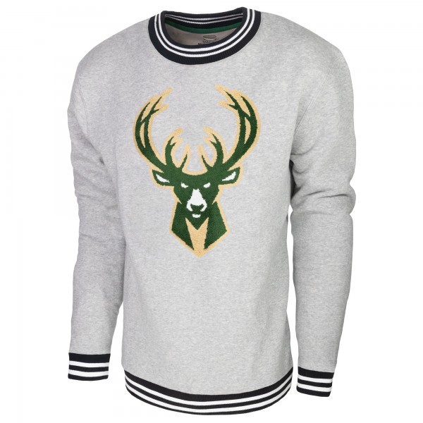 Milwaukee Bucks Stadium Essentials Heather Gray Club Level Pullover Sweatshirt