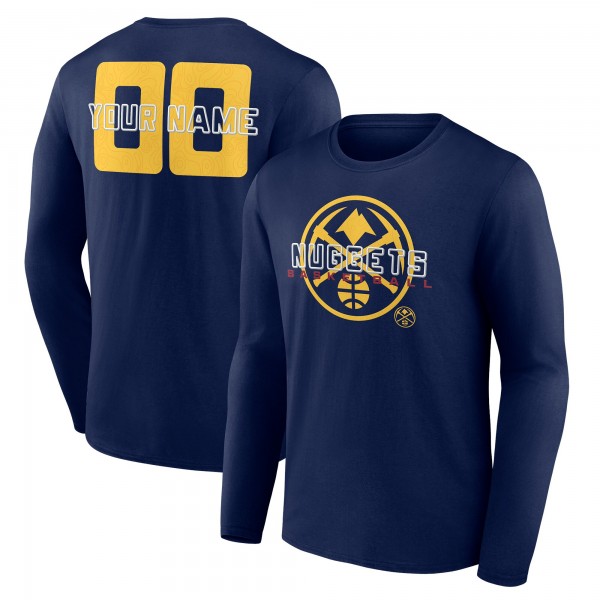 Denver Nuggets Navy Stellar Personalized Name & Number Long Sleeve T-Shirt