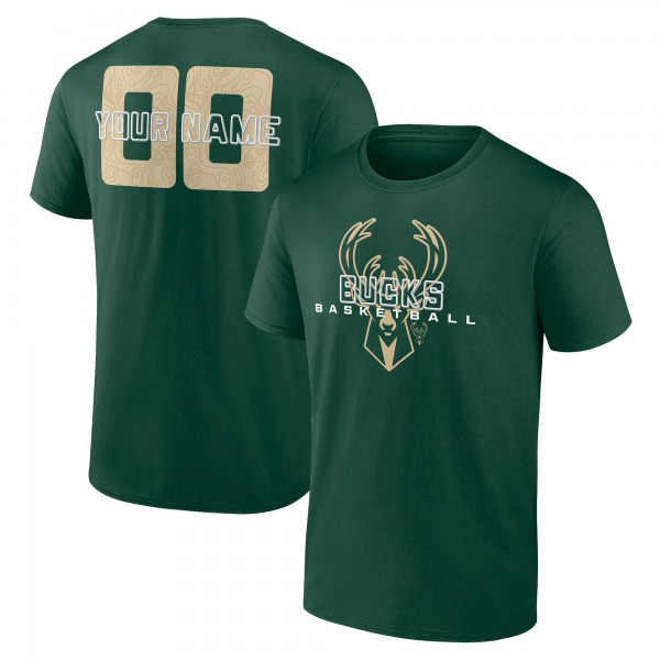 Milwaukee Bucks Hunter Green Stellar Personalized Name & Number T-Shirt