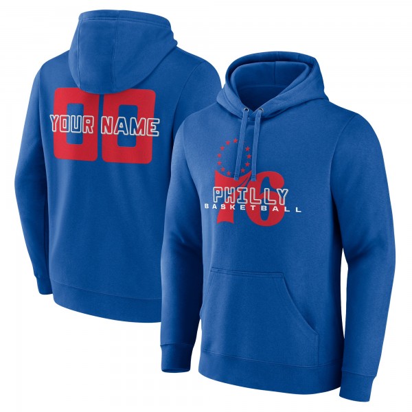 Philadelphia 76ers Royal Stellar Personalized Name & Number Pullover Hoodie