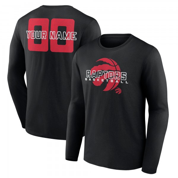 Toronto Raptors Black Stellar Personalized Name & Number Long Sleeve T-Shirt
