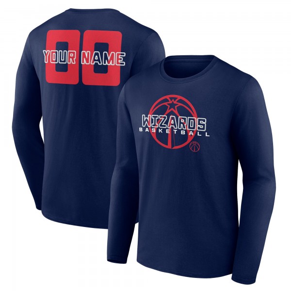 Washington Wizards Navy Stellar Personalized Name & Number Long Sleeve T-Shirt