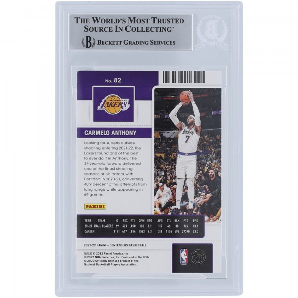 Carmelo Anthony Los Angeles Lakers Autographed 2021-22 Panini Contenders #82 Beckett Fanatics Witnessed Authenticated Card