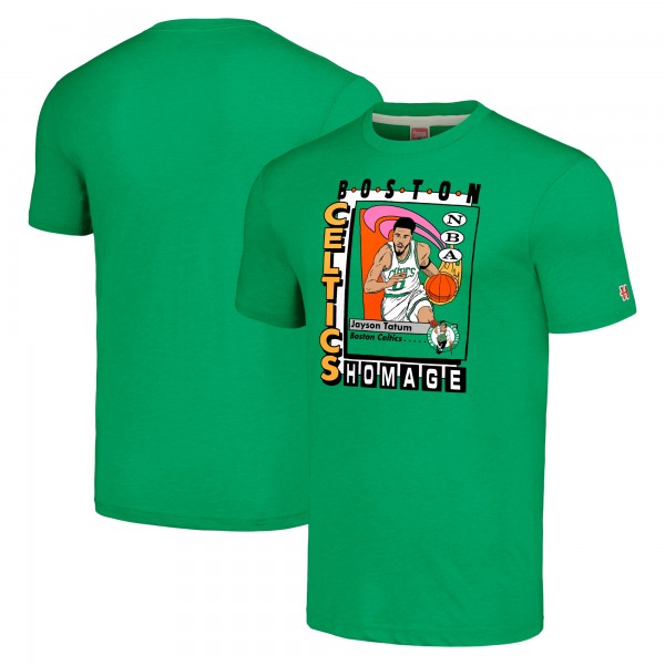 Футболка Jayson Tatum Boston Celtics Homage Unisex SkyBox Player Tri-Blend - Kelly Green
