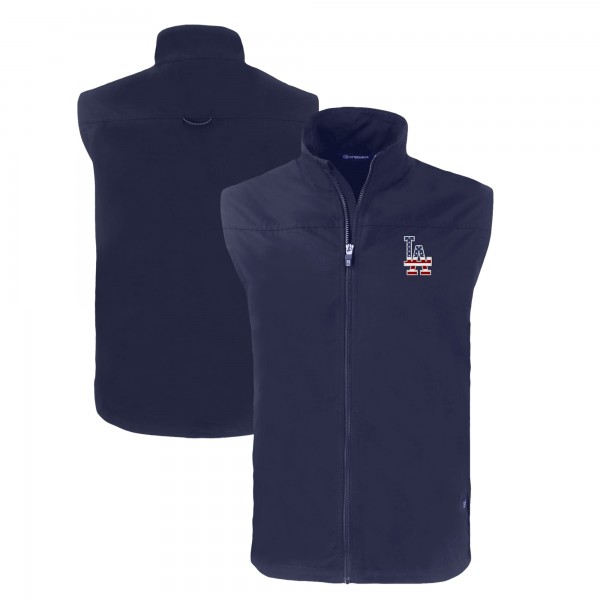 Los Angeles Dodgers Cutter & Buck Navy Stars & Stripes Charter Eco Recycled Full-Zip Vest
