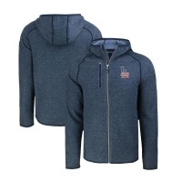Los Angeles Dodgers Cutter & Buck Heather Navy Stars & Stripes Mainsail Sweater-Knit Full-Zip Hoodie