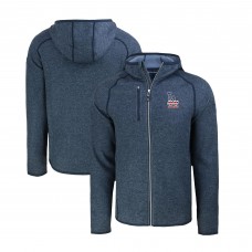 Los Angeles Dodgers Cutter & Buck Heather Navy Stars & Stripes Mainsail Sweater-Knit Full-Zip Hoodie
