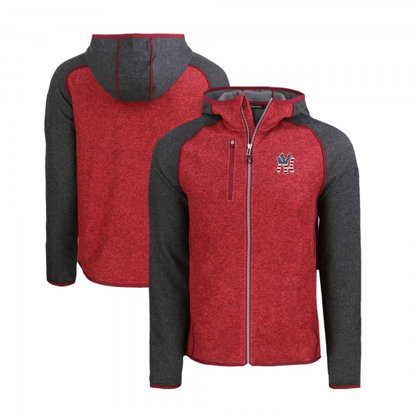 Толстовка на молнии New York Yankees Cutter & Buck Heather Red/Heather Charcoal Stars & Stripes Mainsail Sweater-Knit