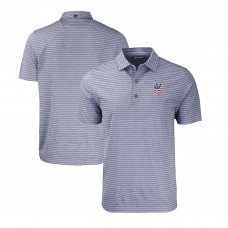 New York Yankees Cutter & Buck Heather Navy Stars & Stripes Forge Eco Heather Stripe Stretch Recycled Polo