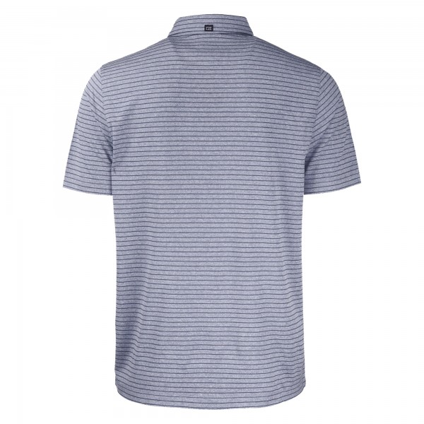 New York Yankees Cutter & Buck Heather Navy Stars & Stripes Forge Eco Heather Stripe Stretch Recycled Polo