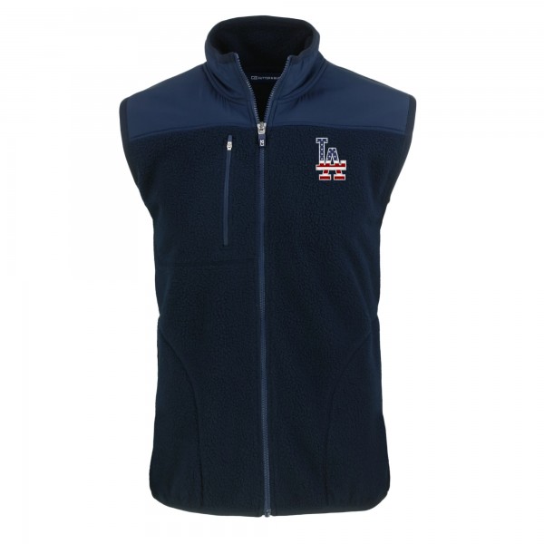 Los Angeles Dodgers Cutter & Buck Navy Stars & Stripes Cascade Eco Sherpa Fleece Full-Zip Vest