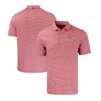 Los Angeles Dodgers Cutter & Buck Red/White Stars & Stripes Forge Eco Double Stripe Stretch Recycled Polo