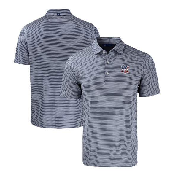 New York Yankees Cutter & Buck Navy/White Stars & Stripes Forge Eco Double Stripe Stretch Recycled Polo