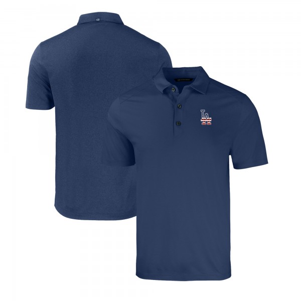 Los Angeles Dodgers Cutter & Buck Heather Navy Stars & Stripes Forge Eco Stretch Recycled Polo