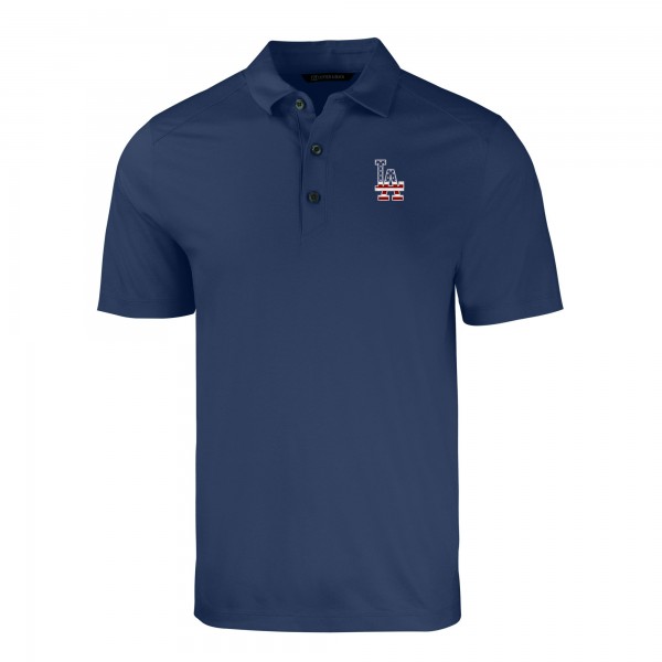 Los Angeles Dodgers Cutter & Buck Heather Navy Stars & Stripes Forge Eco Stretch Recycled Polo