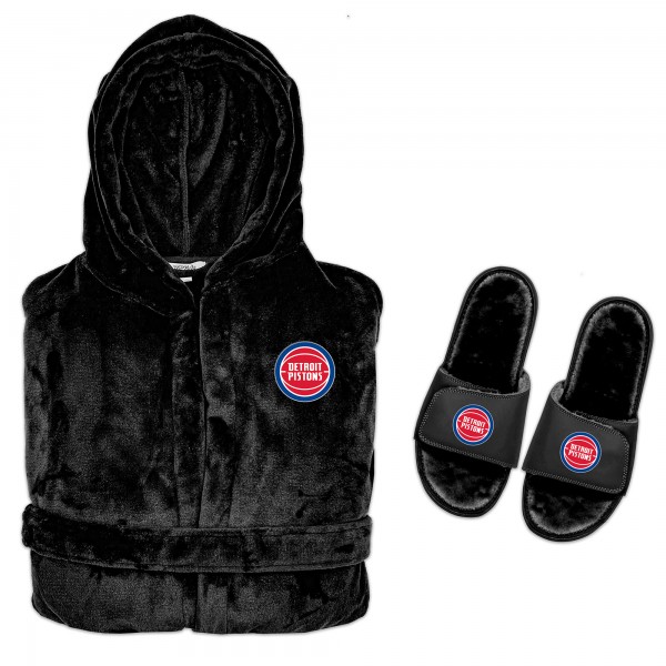 Халат и тапочки Detroit Pistons ISlide Hooded Phantom - Black