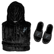 San Antonio Spurs ISlide Black Hooded Phantom Robe & Fur Slide Bundle
