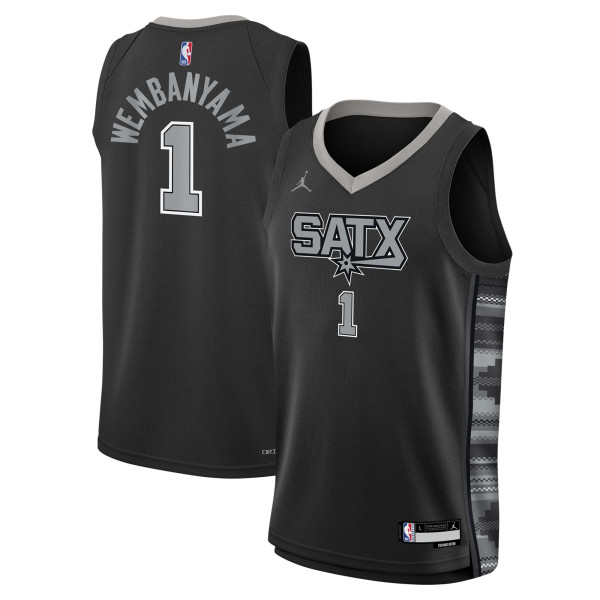 Подростковая San Antonio Spurs Victor Wembanyama Jordan Brand Black Swingman Jersey - Statement Edition