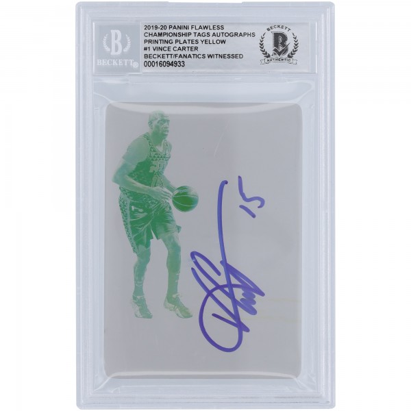 Vince Carter Atlanta Hawks Autographed 2019-20 Panini Flawless Printing Plate #1 #1/1 Beckett Fanatics Witnessed Authenticated Card