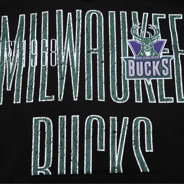 Milwaukee Bucks Mitchell & Ness Black Hardwood Classics OG 2.0 Pullover Hoodie